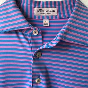 Peter Millar Men's Polo in Blue and Pink Stripes
